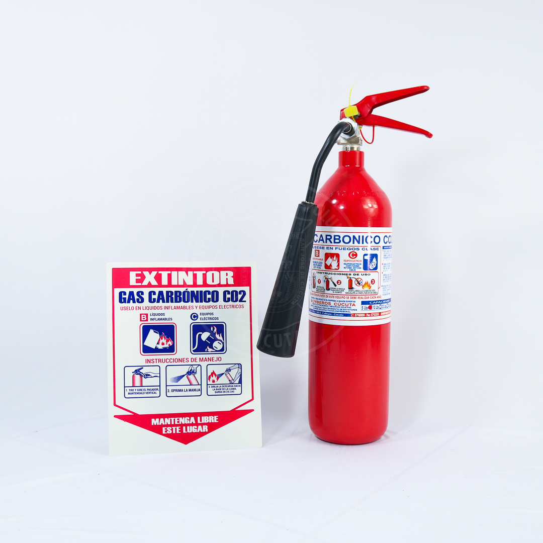 EXTINTOR 5LBS CO2 SOPORTE+ SEÑAL – Cuerpo de Bomberos